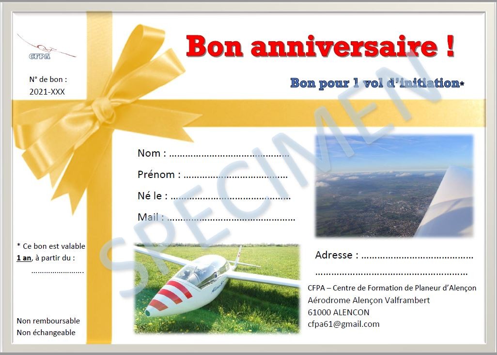 Bon vi anniversaire specimen